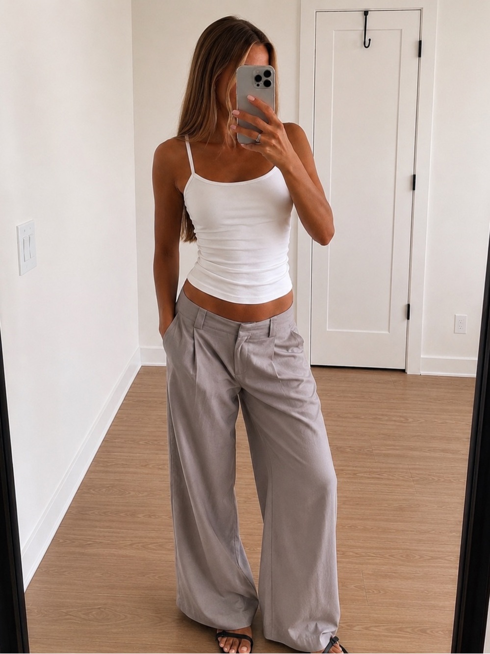 Lioness La Quinta Wide Leg Tailored Pants Grey